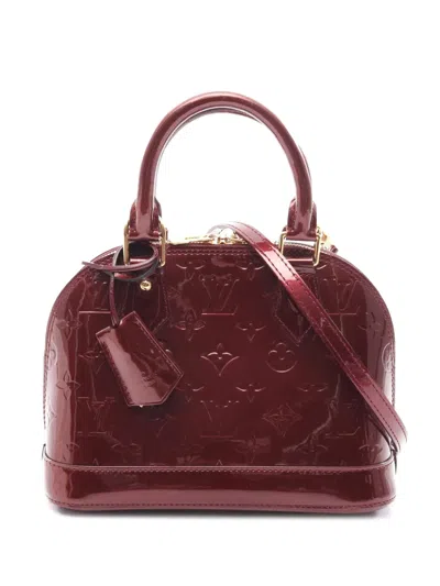 Pre-owned Louis Vuitton 2010 Monogram Vernis Alma Bb Satchel In Red
