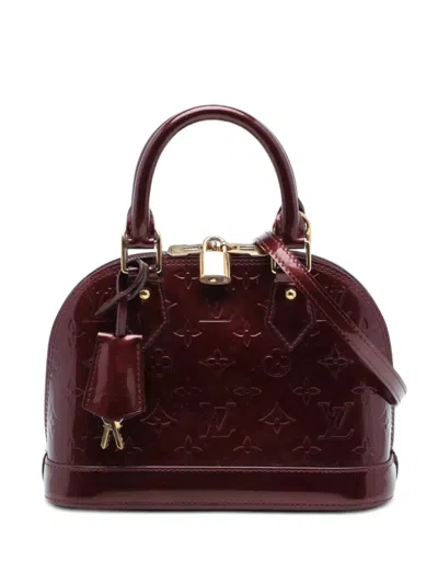Pre-owned Louis Vuitton 2010 Monogram Vernis Alma Bb Satchel In Red