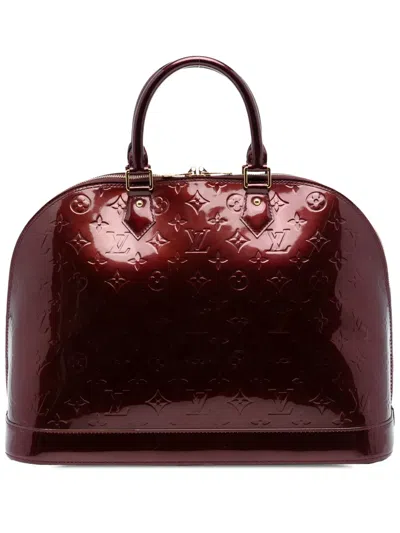 Pre-owned Louis Vuitton 2010 Monogram Vernis Alma Gm Handbag In Red