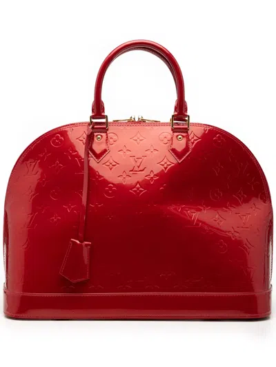 Pre-owned Louis Vuitton 2010 Monogram Vernis Alma Gm Handbag In Red