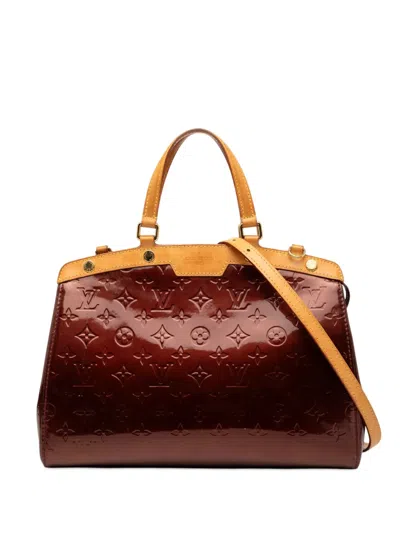 Pre-owned Louis Vuitton 2010 Monogram Vernis Brea Mm Satchel In Red