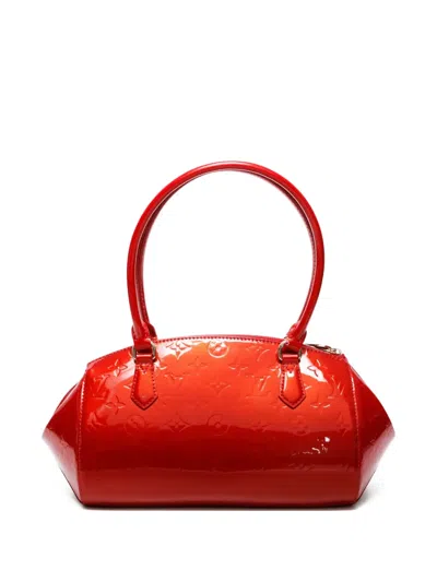 Pre-owned Louis Vuitton 2010 Monogram Vernis Sherwood Pm Tote Bag In Red