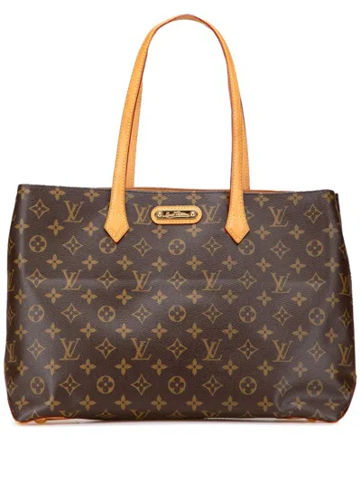 Pre-owned Louis Vuitton 2010 Monogram Wilshire Mm Tote Bag In Brown