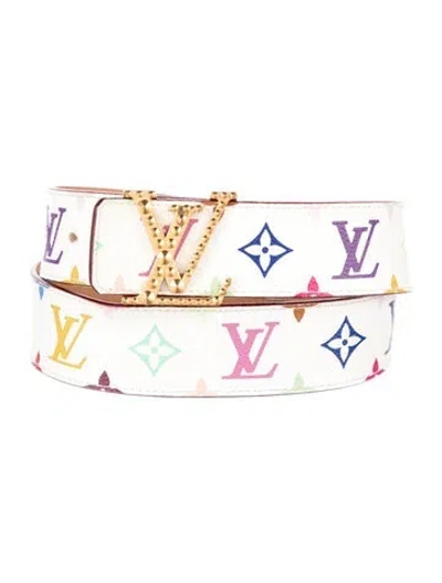 Pre-owned Louis Vuitton 2010 Multicolore Monogram Pattern Belt In White