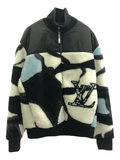 Pre-owned Louis Vuitton 2010 Patterned Fleece Jacket In Black