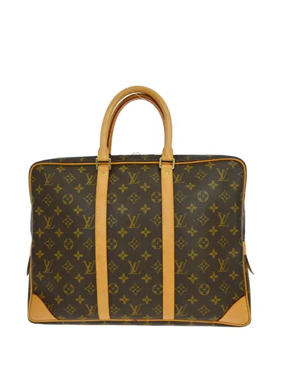 Louis Vuitton 2010 Porte Documents Voyage Handbag In Brown
