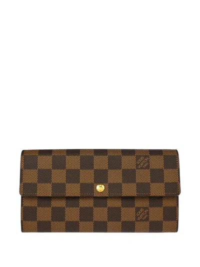 Pre-owned Louis Vuitton 2010 Portefeuille Sarah Damier-pattern Wallet In Brown