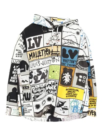 Pre-owned Louis Vuitton 2010 Printed Hoodie In White