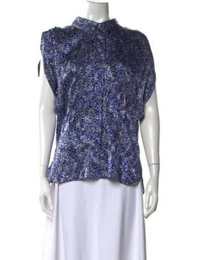 Pre-owned Louis Vuitton 2010 Silk Top In Blue