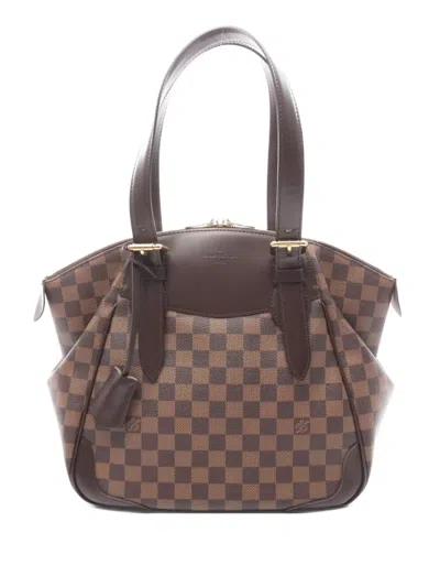 Pre-owned Louis Vuitton 2010 Verona Damier Ebene Leather Shoulder Bag In Brown
