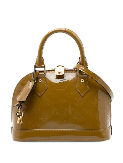 Pre-owned Louis Vuitton 2010-2020 Monogram Vernis Alma Bb Satchel In Green