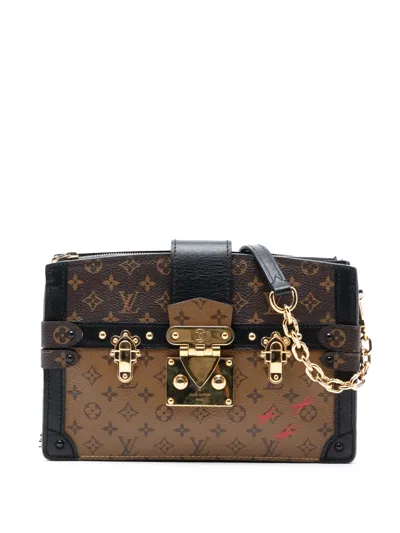 Pre-owned Louis Vuitton 2010-2025 Monogram Reverse Trunk Clutch Crossbody Bag In Brown