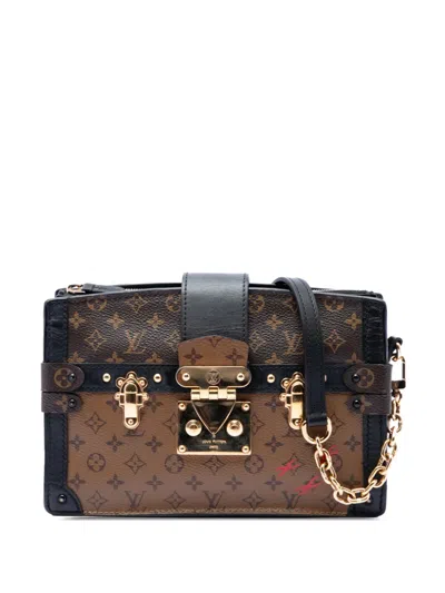 Pre-owned Louis Vuitton 2010-2025 Monogram Reverse Trunk Clutch Crossbody Bag In Brown