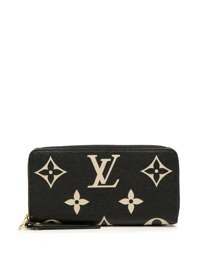 Pre-owned Louis Vuitton 2010-2026 Bicolor Monogram Empreinte Giant Zippy Wallet Long Wallets In Black