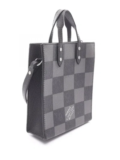 Pre-owned Louis Vuitton 2010-2026 Damier Checkerboard Sac Plat Xs Satchel In Black