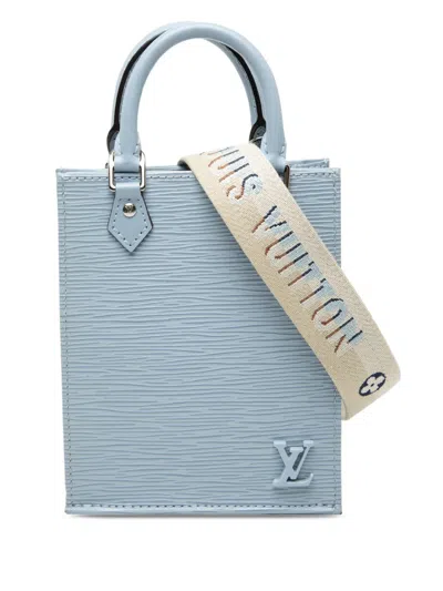 Pre-owned Louis Vuitton 2010-2026 Epi Petit Sac Plat Satchel In Blue