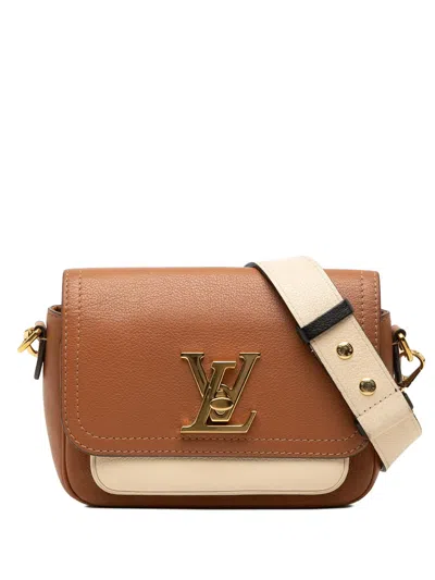 Pre-owned Louis Vuitton 2010-2026 Grained Calfskin Lockme Tender Satchel In Brown