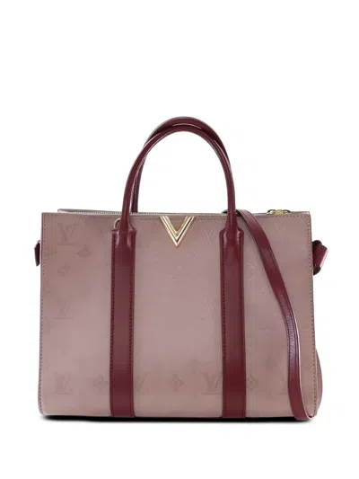 Pre-owned Louis Vuitton 2010-2026 Monogram Cuir Plume Very Tote Mm Satchel In Brown