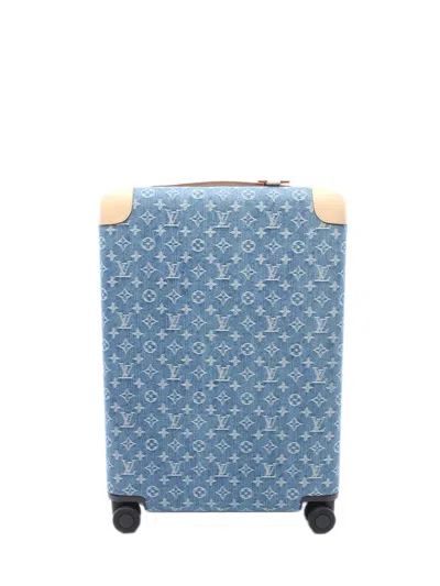 Pre-owned Louis Vuitton 2010-2026 Monogram Denim Horizon 55 Travel Bag In Blue