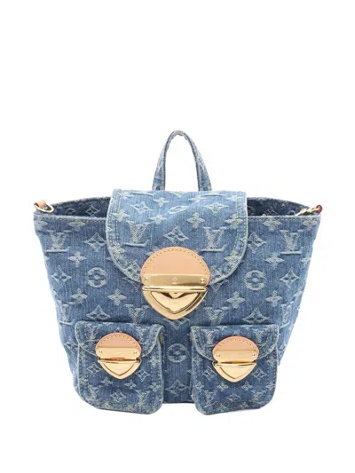 Pre-owned Louis Vuitton 2010-2026 Monogram Denim Venice Backpack In Blue