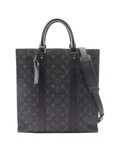 Pre-owned Louis Vuitton 2010-2026 Monogram Eclipse Sac Plat Satchel In Black