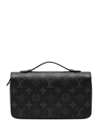 Pre-owned Louis Vuitton 2010-2026 Monogram Eclipse Zippy Xl Wallet Long Wallets In Black