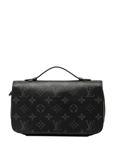 Pre-owned Louis Vuitton 2010-2026 Monogram Eclipse Zippy Xl Wallet Long Wallets In Black