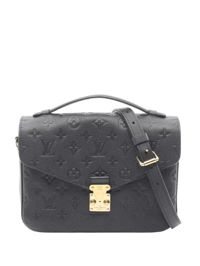 Pre-owned Louis Vuitton 2010-2026 Monogram Empreinte Pochette Metis Satchel In Black