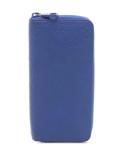 Pre-owned Louis Vuitton 2010-2026 Monogram Empreinte Vertical Zip Around Wallet Long Wallets In Blue