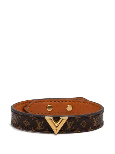 Pre-owned Louis Vuitton 2010-2026 Monogram Essential V Bracelet Costume Bracelet In Brown