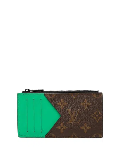 Pre-owned Louis Vuitton 2010-2026 Monogram Macassar Card Holder Coin Pouch In Brown