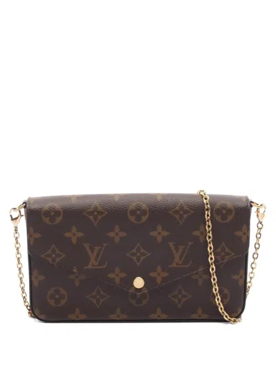 Pre-owned Louis Vuitton 2010-2026 Monogram Pochette Felicie Crossbody Bag In Brown
