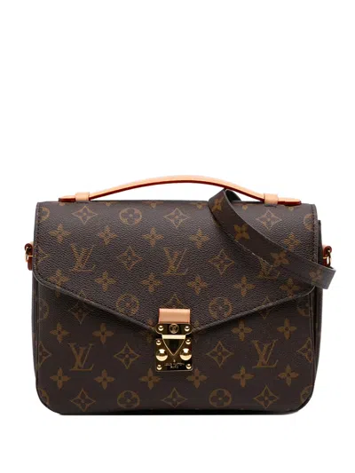 Pre-owned Louis Vuitton 2010-2026 Monogram Pochette Metis Satchel In Brown