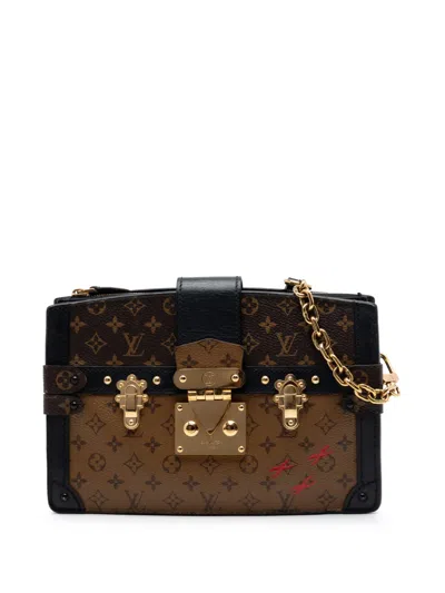 Pre-owned Louis Vuitton 2010-2026 Monogram Reverse Trunk Clutch Crossbody Bag In Brown