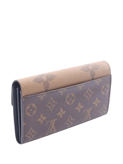 Pre-owned Louis Vuitton 2010-2026 Monogram Reverser Sarah Long Wallets In Brown