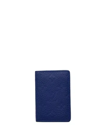 Pre-owned Louis Vuitton 2010-2026 Monogram Taurillon Pocket Organizer Card Holder In Blue