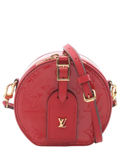 Pre-owned Louis Vuitton 2010-2026 Monogram Vernis Mini Boite Chapeau Souple Crossbody Bag In Red