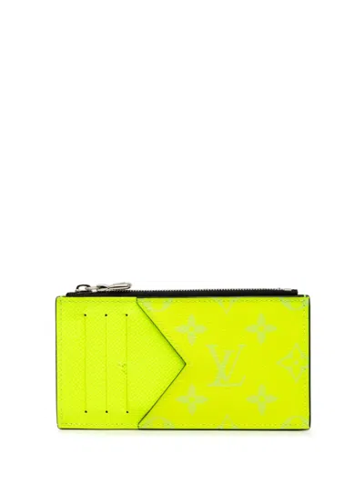 Pre-owned Louis Vuitton 2010-2026 Taigarama Card Holder Coin Pouch In Yellow