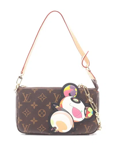 Pre-owned Louis Vuitton 2010-2026 Takashi Murakami Monogram Panda Pochette Accessoires Satchel In Brown