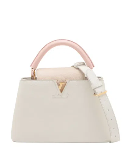 Pre-owned Louis Vuitton 2010-2026 Taurillon Capucines Bb Satchel In White