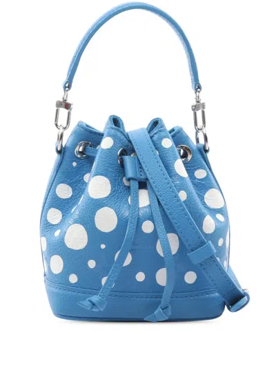 Pre-owned Louis Vuitton 2010-2026 Yayoi Kusama Monogram Giant Empreinte Infinity Dots Nano Noe Bucket Bag In Blue