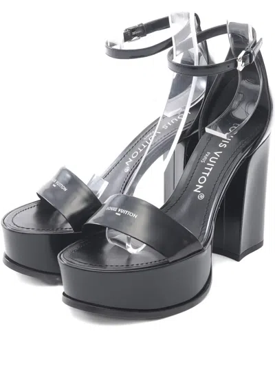 Pre-owned Louis Vuitton 2010s 110mm Logo Chunky-heel Sandals In Black
