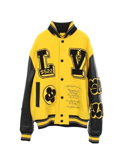 Pre-owned Louis Vuitton 2010s Amen Break Varsity Bomber Jacket In Yellow