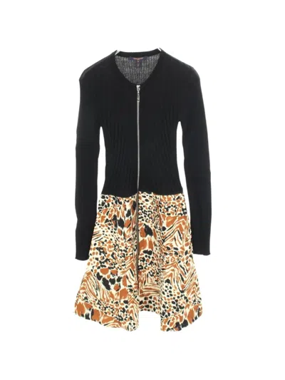Pre-owned Louis Vuitton 2010s Animal-print Panelled Dress In Black