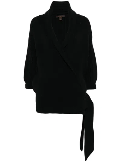 Pre-owned Louis Vuitton 2010s Belted Cardigan In Black