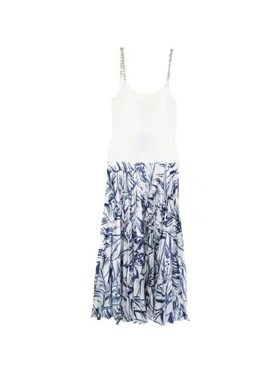 Pre-owned Louis Vuitton 2010s Botanical Pleated Mini Dress In White