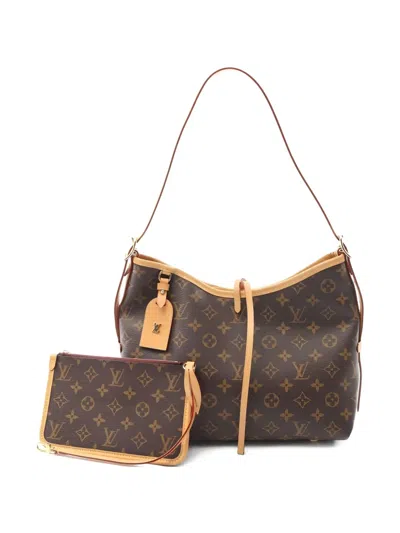 Pre-owned Louis Vuitton 2010s Carryall Mm Monogram Canvas Shoulder Bag In Brown