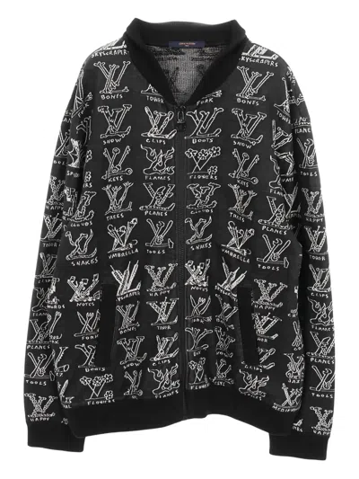 Pre-owned Louis Vuitton 2010s Cartoon Jacquard Zip-up Jacket In Black