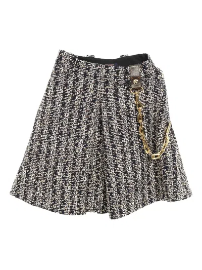 Pre-owned Louis Vuitton 2010s Chain-detail Wool Skirt In Black