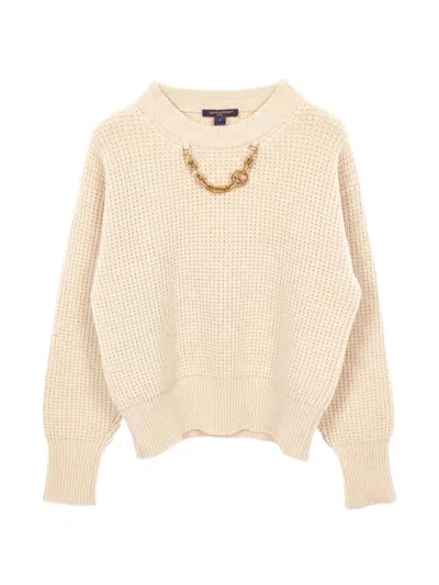 Pre-owned Louis Vuitton 2010s Chain-detail Waffle-knit Sweater In Neutral